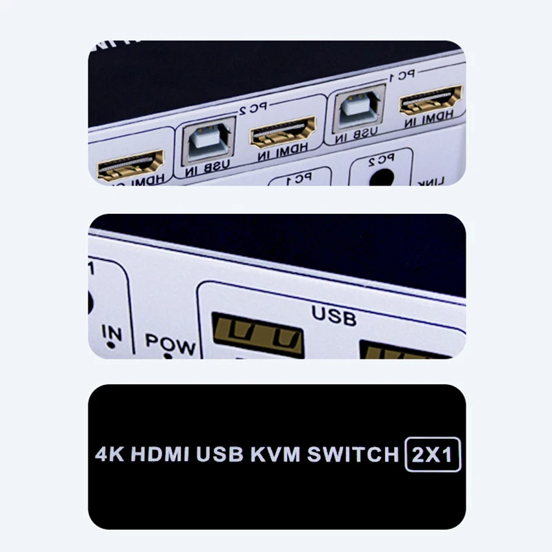 HDMI 2 in 1 out 2 port KVM switch USB2.0 mouse and keyboard synchronizer KVM 4K computer 2X1 conver