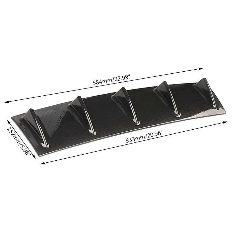 Car Rear Bumper Lip Bumper Lip Decoration Car Bumper Spoiler Bumper Lip Universal Car Rear Bumper Lip Diffuser 5 Fin Shark Fin Style Car Black Bumper