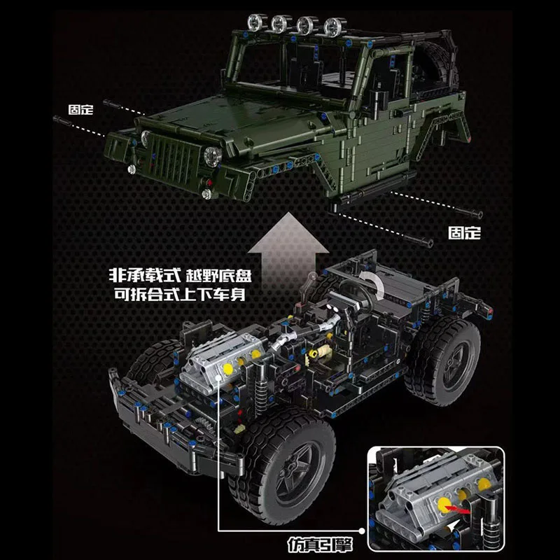 RC Jeep Wrangler Adventurer внедорожник MOC 5140 fit Technic строительные блоки кирпичи детские игрушки для мальчиков Детский Рождественский подарок