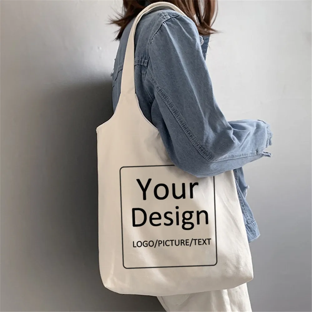 Tanio Niestandardowa torba na zakupy zaprojektuj swój własny nadruk oryginalna