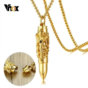 

Vnox Can Open Hollow Heavy Bullet Pendant For Men Necklaces Filigree Crafts Stainless Steel Urn Memorial Punk Gothic Male Jewels