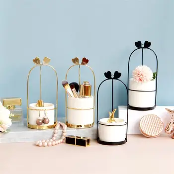 

Iron Art Ceramics Storage Box Hanging Cosmetic Storage Case Practical Makeup Toiletries Organizer for Home