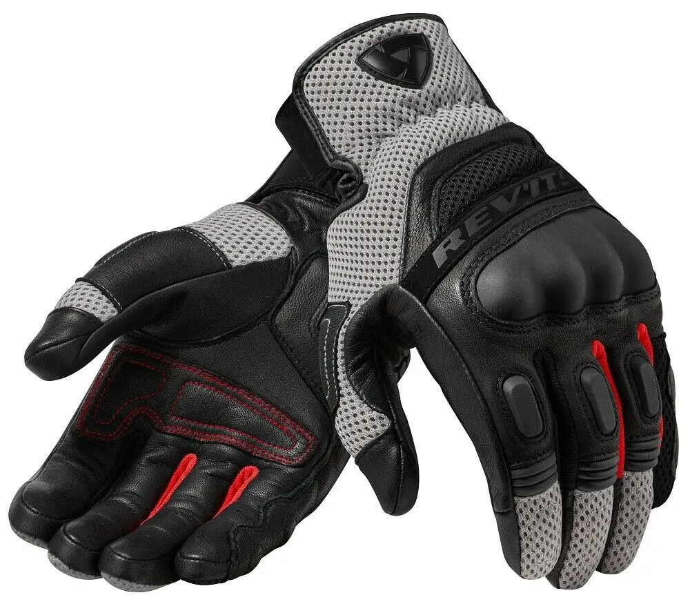 Gran oferta Revit Dirt 3-guantes de cuero auténtico para motocicleta, manoplas cortas de carreras, color negro y gris, novedad aKwjM5r6rVy