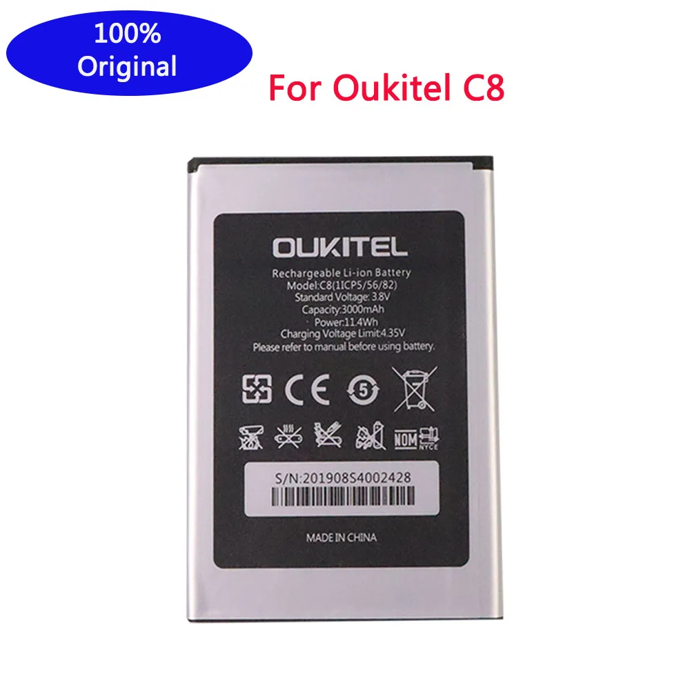 100 Original New High Quality C8 (1ICP5/56/82) battery For Oukitel C8 5.5inch smart phone