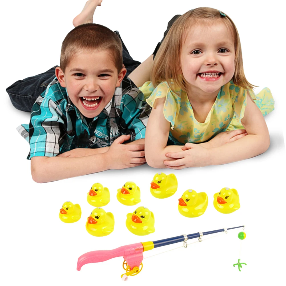 2 комплекта детских магнитных желтых уток рыболовные игрушки удочки детские игрушки для ванной игрушка-пазл для раннего развития рыболовные игрушки