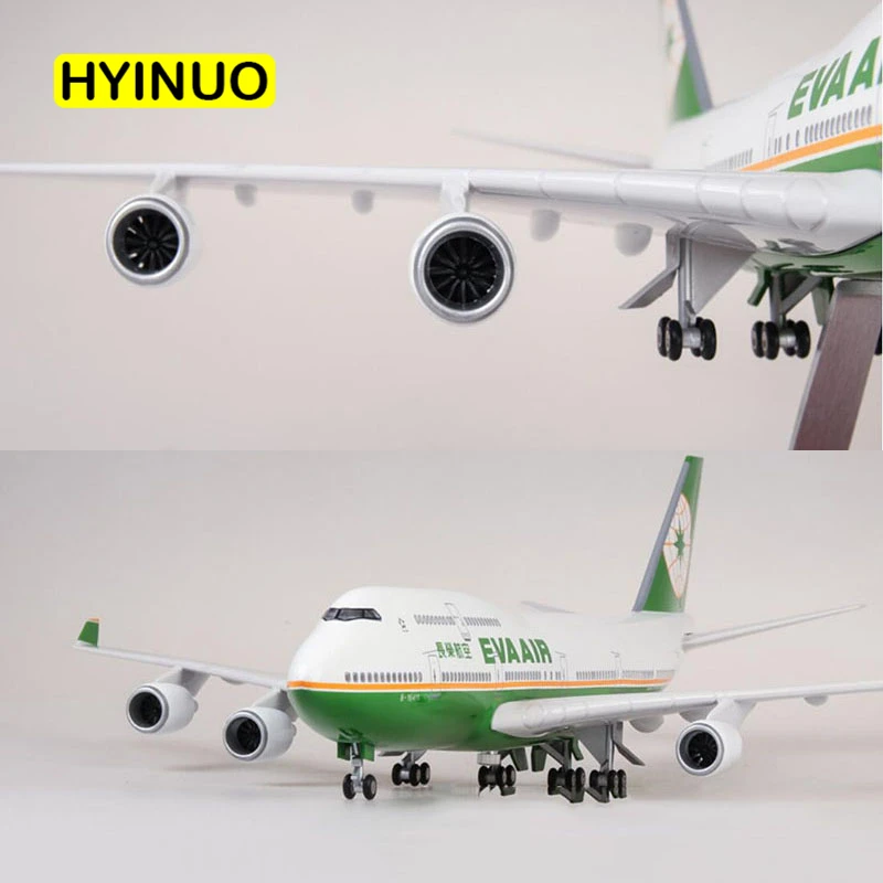 1/150 масштаб 47 см авиакомпания Boeing B747 самолет Тайвань EVA Воздушный самолет Модель W свет и колесо литья под давлением пластиковые смолы самолет