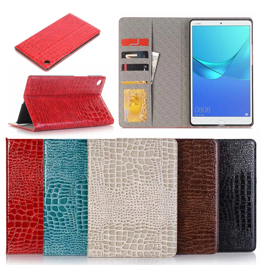 

New Crocodile Coque for Huawei MediaPad T5 8.0 JDN2-W09/AL00 8.0 inch Luxury Case PU Card Slot For Honor Pad 5 8.0'' Flip Cover