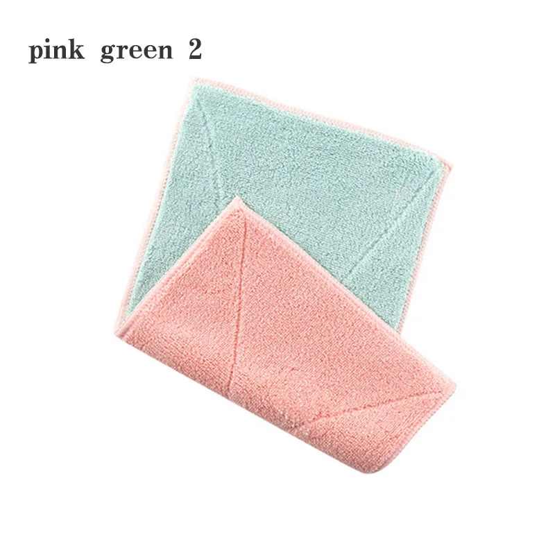 pink green 2 Утолщенное двухстороннее супер абсорбирующее чистое полотенце с антипригарным маслом, гигиеническое чистящее полотенце, ультра-тонкое волокно, кухонный гаджет 28*17 см - Цвет: pink green 2