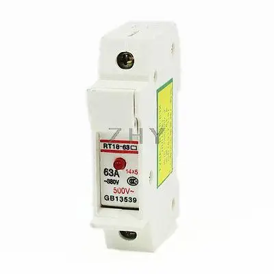 RT18-63 AC 380V 63A DIN рейка 51 мм x 14 мм 1 P 1 полюсный держатель предохранителя
