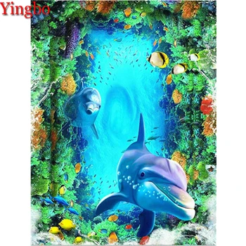 

5D diy painting Diamond dolphin animal fish embroidery diamond cross stitch Ocean landscape mosaic decoration decor art