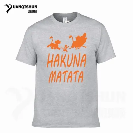 YUANQISHUN Лев футболка King Акуна Матата с принтом короткий рукав Для мужчин футболка Повседневное забавные аниме Симба Пумба Тимон футболка