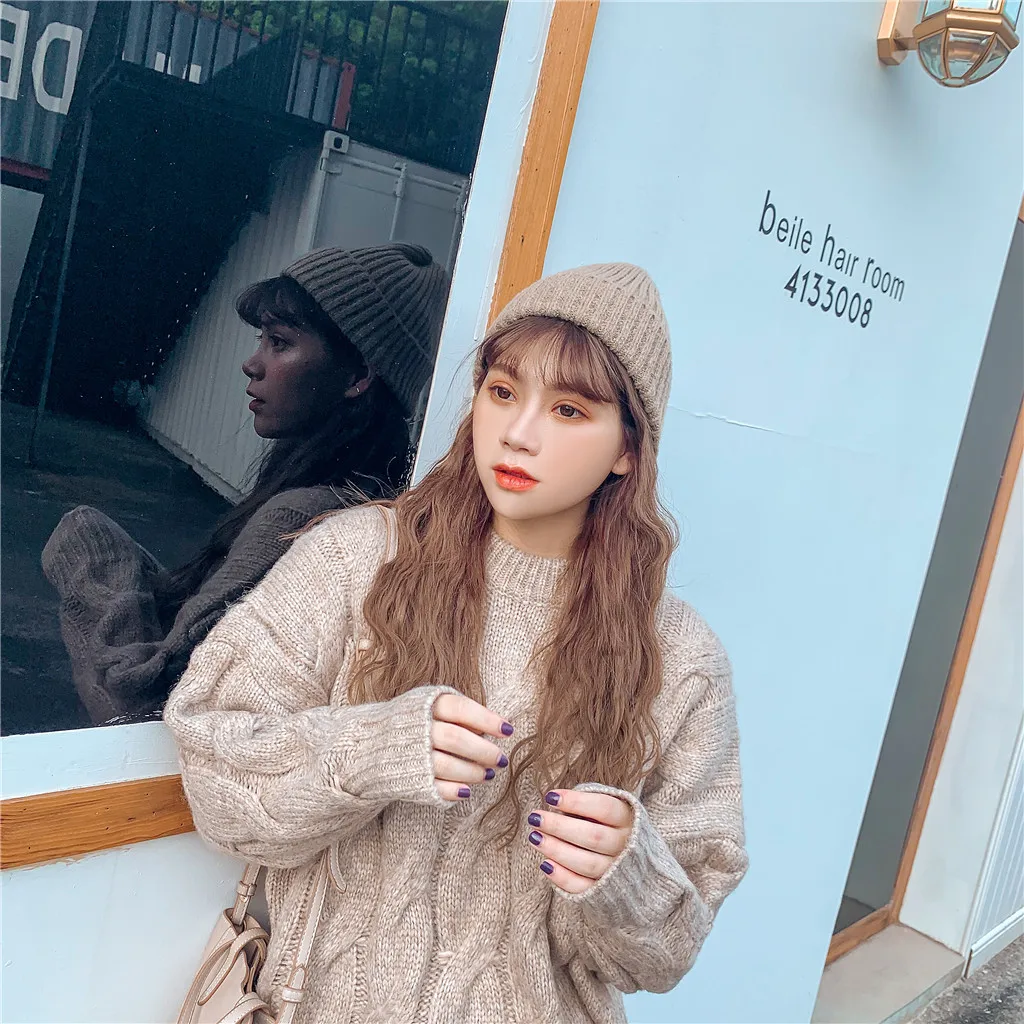Простые зимние шапки унисекс gorros Mujer invierno для женщин головной убор теплая шапка с ушками для мужчин и женщин теплая шапка с ушками czapka zimowa#20