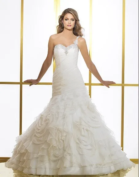 Gratis Verzending Nieuwe Mode 2016 Elegante Kralen Crystal Sweetheart Backless Een Shouler Witte Organza Trouwjurken Bruidsjurken Gratis Verzending Nieuwe Mode 2016 Elegante Kralen Crystal Sweetheart Backless Een Shouler Witte Organza Trouwjurken Bruidsjurken
