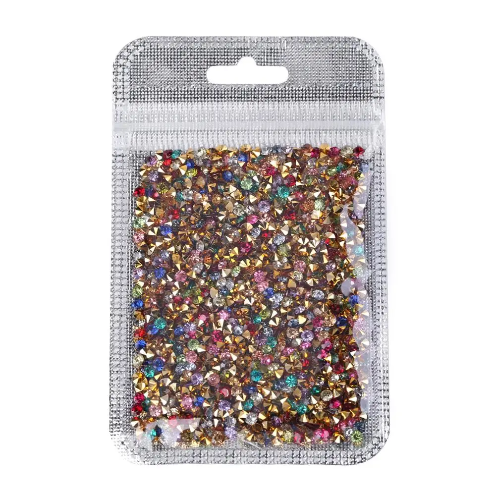 1000pcs Gorgeous Nail Art Rhinestones Mixed Silver Round Pointed Bottom Drill 3D Mixed Beads DIY Manicure Charms Decor