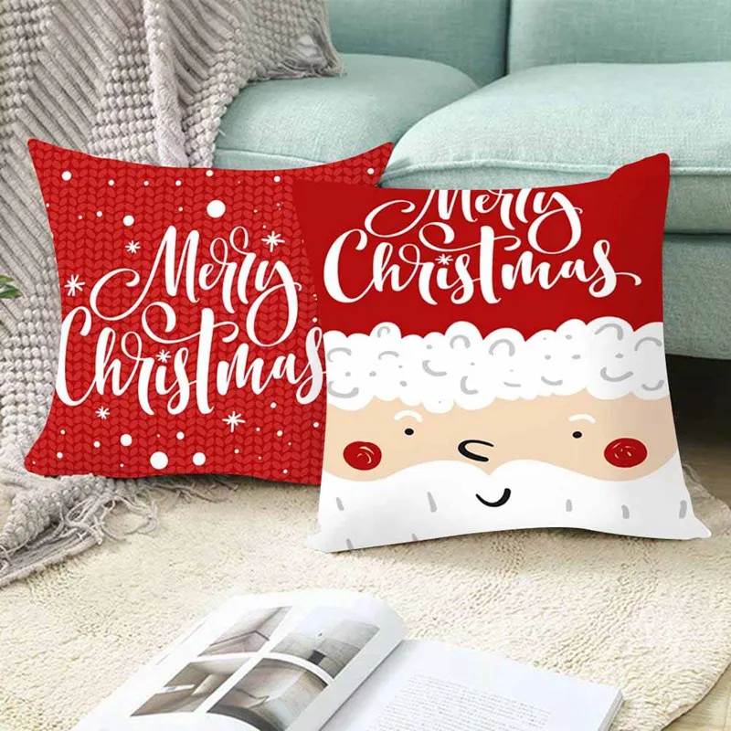 

Christmas Decorative Cushion Cover Sofa Pillow Cover Case Seat Car Pillowcase Home Christmas 2020 New Year 2021 Decoration