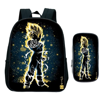 

Kids Dragon Ball Backpack Cool Goku Kindergarten School Bag 2pcs Set Anime Bookbag Children Start School Gift(Rucksack Pen Bag)