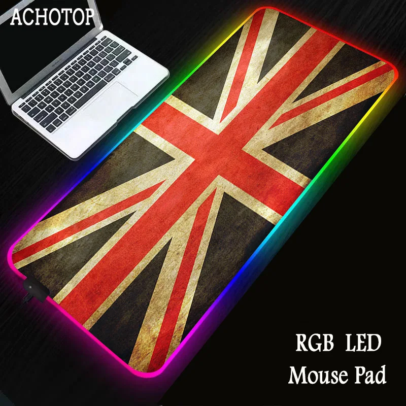 

Gaming Mouse Pad Flag Gamer RGB Backlit Mause Large Anime Mousepad XXL For Desk Keyboard LED Mat 7 colour