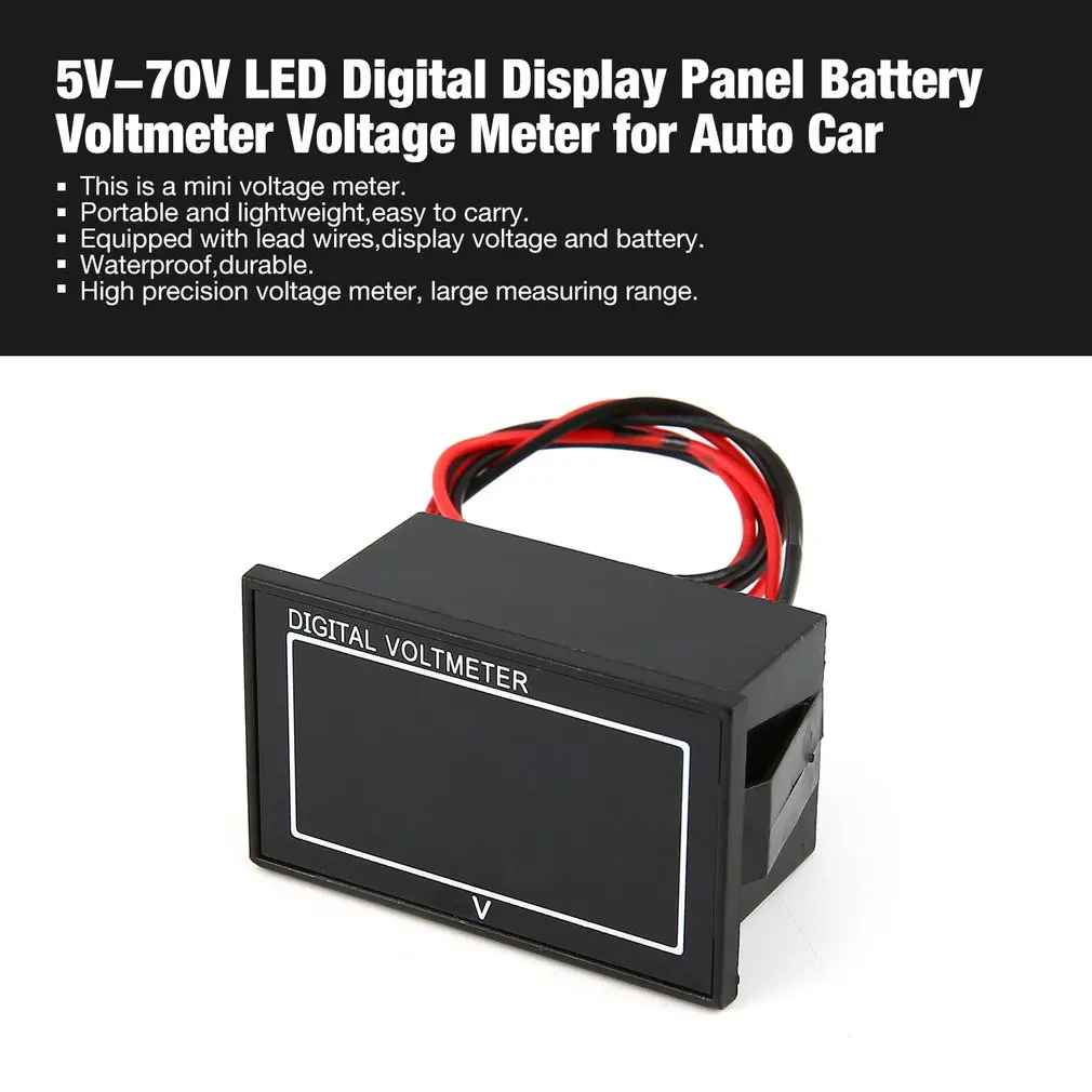 DC 5 V-70 V светодиодный цифровой Дисплей Панель вольтметр Электрический Батарея Напряжение вольтметр тестер для авто Мотоциклетные батареи to Cart