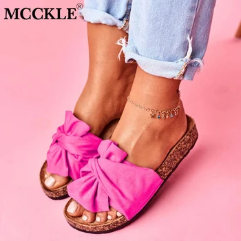 

MCCKLE Women Summer Open Toe Flat Slippers Ladies Slip On Polyster Casual Shoes Woman Light Female Comfort Platform Slipper 2020