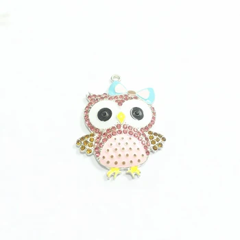 

Newest ! 47mm*38mm 10pcs/lot Owl Rhinestone Pendants For Fashion Chunky Necklace