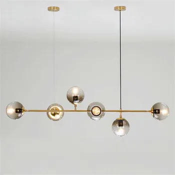 

Modern Glass Ball Led Bar Suspension Foyer Dining Room Restuarant Metal Modo Pendant Light Designer Post-modern Lamp 2596