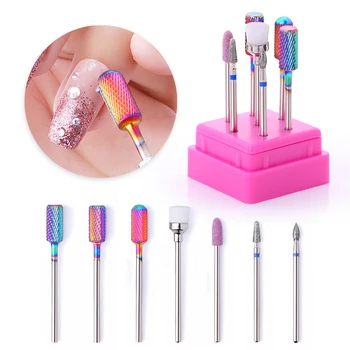 

7Pcs/Set Multi-function Nail Drill Bits Grinding Remove UV Gel Auroras Nail Mixed Sizes Nail Art Bits for Nail Design Tools