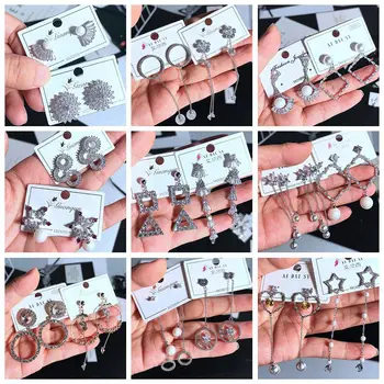 

30 Pairs/lot luxury fashion women crystal style earring lot top quality zircon women wedding earring wholesale 201109-72