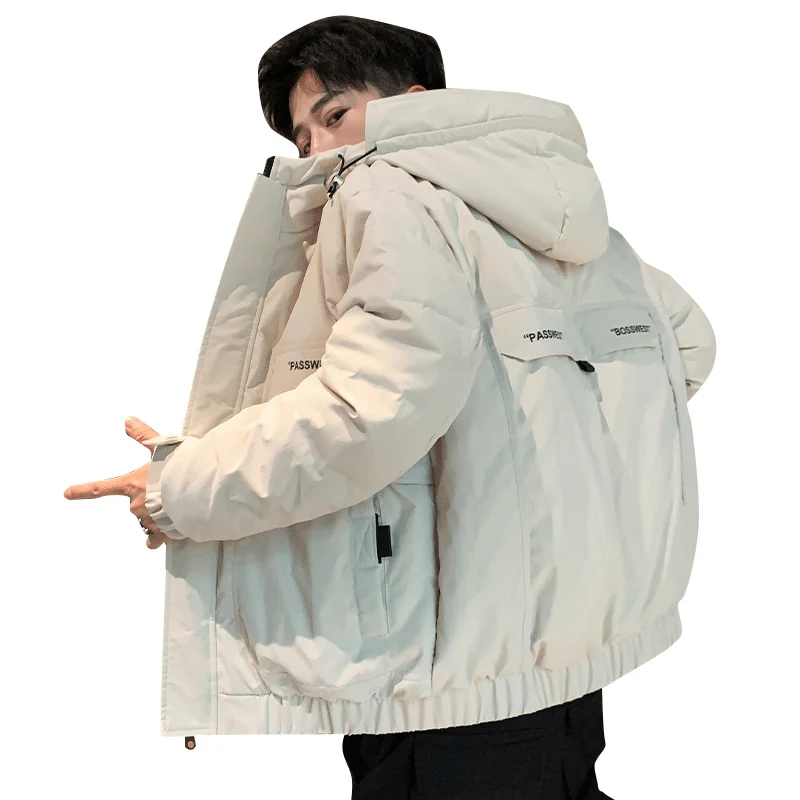 

FGKKS Brand Men College Style Down Coat Winter New Men's Fashion Hooded Overcoat Male Warm Solid Color Down Coats