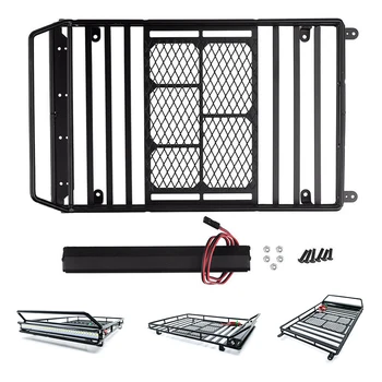 

Metal Roof Rack with LED Light for Traxxas TRX4 ford bronco Wrangler D90 for Axial SCX10 II 1/10 RC Crawler Car Spare Parts