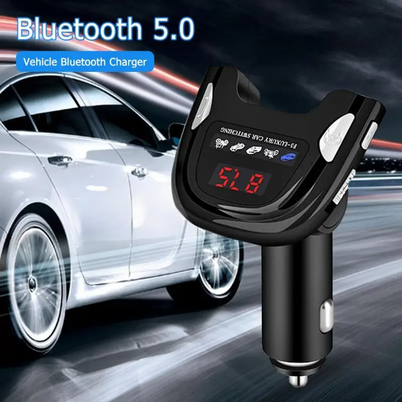 Автомобильный комплект VODOOL 2.1A Dual USB bluetooth 5,0 зарядное устройство для устройства Handsfree Авто аудио mp3-плеер fm-передатчик зарядное устройство для мобильного телефона