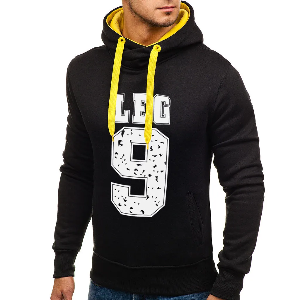 Модная мужская толстовка, Sudadera Hombre Con Capucha, с длинным рукавом, с буквенным принтом 9, с капюшоном, повседневный Топ, Drole, цельный