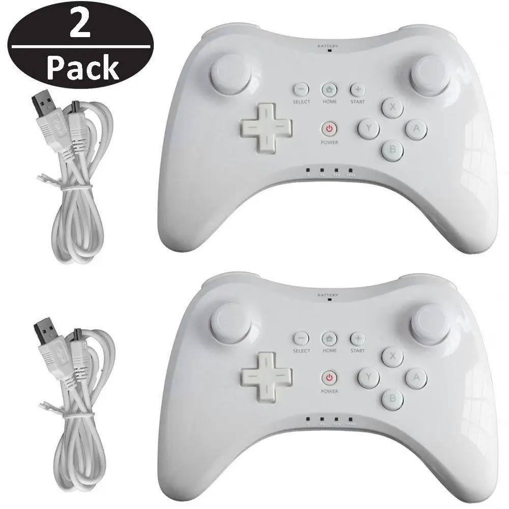 2PCS For Nintend wii u pro controller Wireless Classic controller Joysticks Gamepad for Nintend wii U Pro with USB Game Cable 