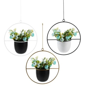 

Metal Hanging Flower Pot Plant Hanger Circle Chain Planter Basket Holder Ornaments Home Garden Balcony Decoration