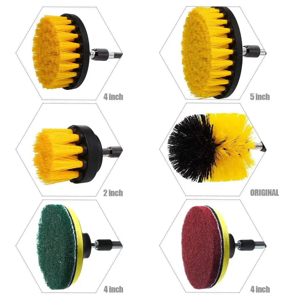 Car Wash Brush Hard Bristle Drill Scrubber Brush Kit Auto Detailing Cleaning Brush Auto Care Cleaning Tools