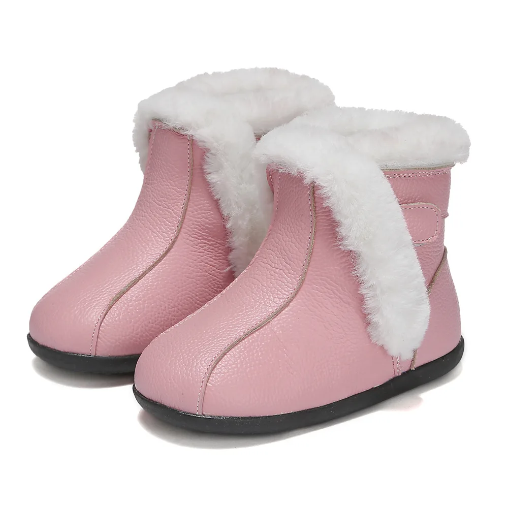 Детские ботинки из натуральной замши на нескользящей подошве; теплые ботинки на меху для мальчиков и девочек; детские зимние ботинки с двусторонним открытым носком