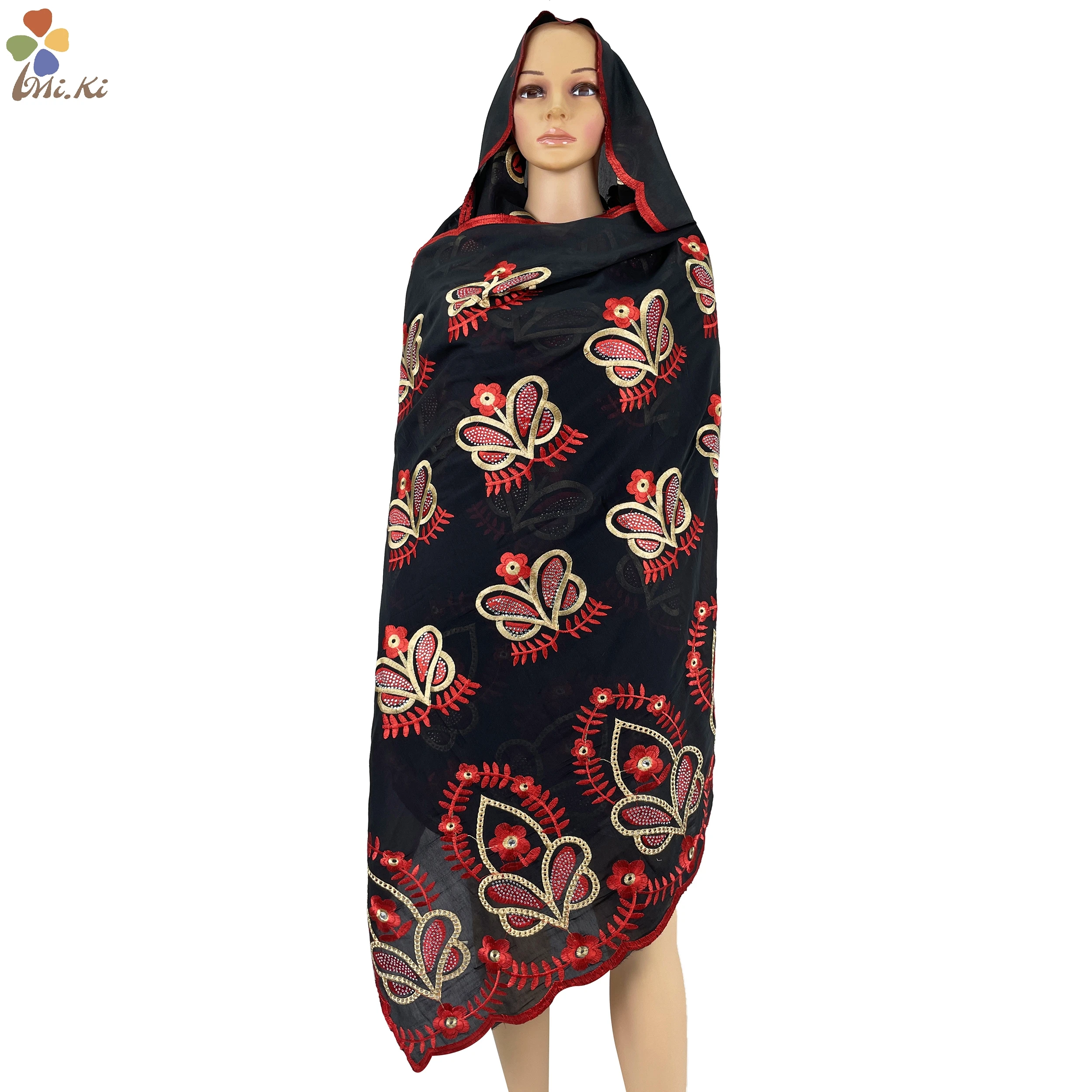 2021 Exclusive Sales High Quality African Women Fashion Scarf Hijab Muslim Dubai Cotton Shawls For Pray Embroidery Scarf BW130 2021 fashion autumn women viscose scarf vintage floral navy beach hijab shawls and wraps female foulards echarpe muslim hijab