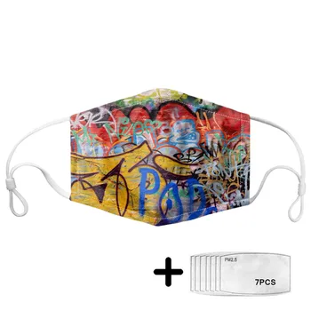 

Fashion Harajuku Graffiti Print Teenagers Dustproof Face Mask Filter for Winter Customize Unisex Mouth Mask Men Protective Masks