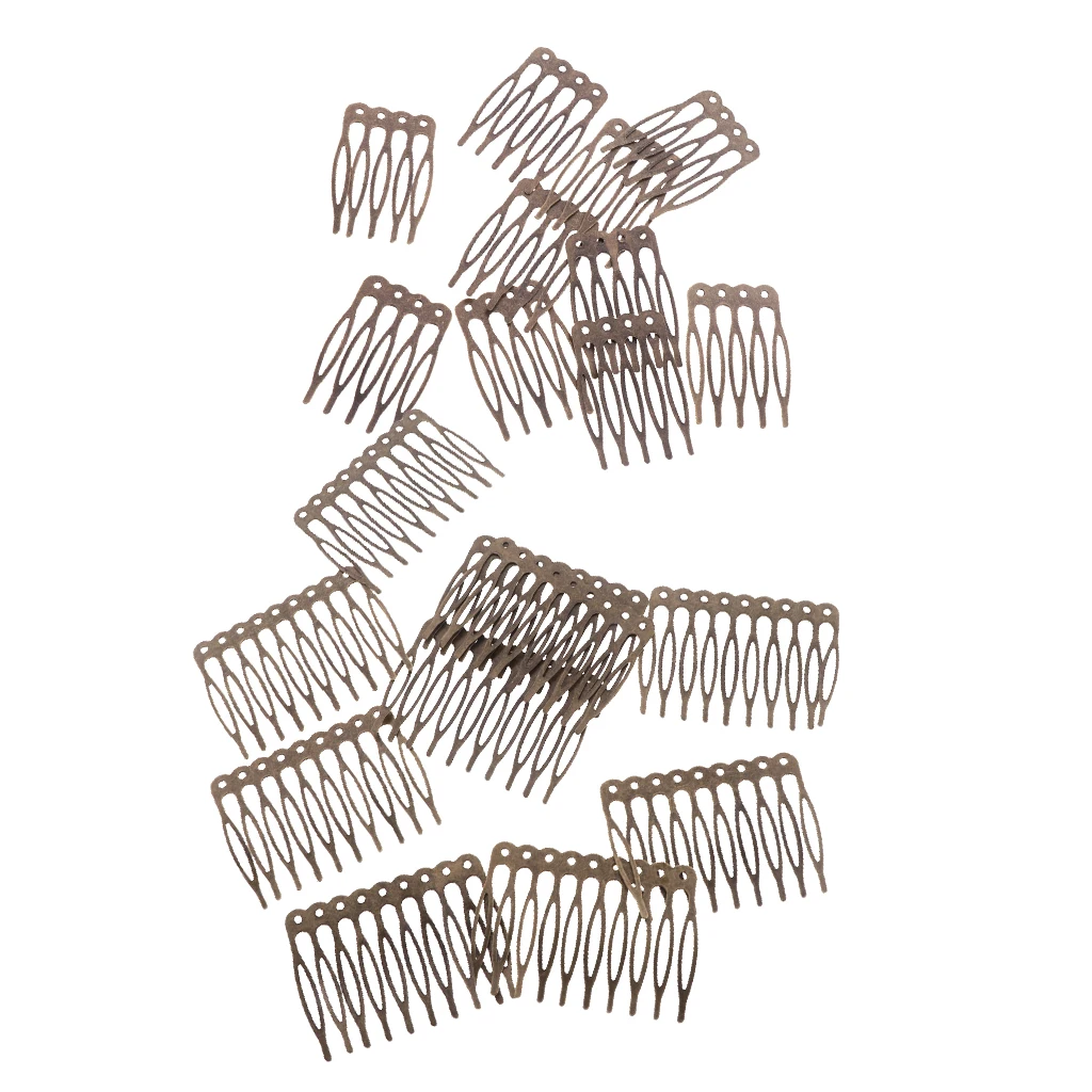 20 Pieces Blank Metal Hair Comb for Bridal Hair Accessories DIY Retro Bronze 5/10 Teeth Side Comb Findings Art Making