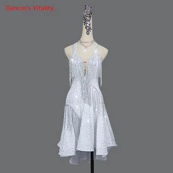 

Latin Dance Performance Clothing Competition Clothes Adult Female Child Sexy Dress Professional High-End Tassel Chain Skirt