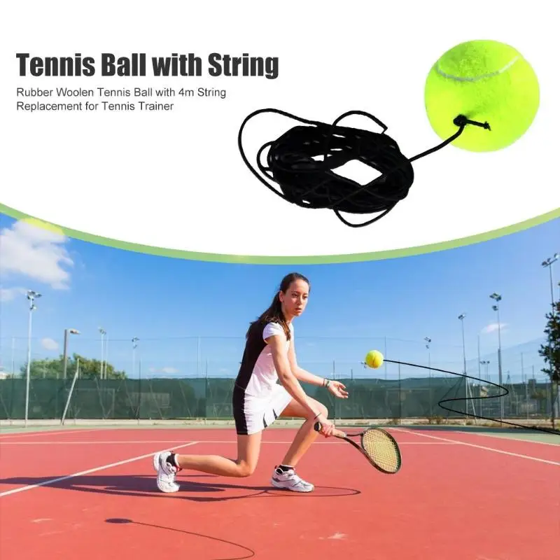 Прочные теннисные мячи износостойкая ракетка резиновый шерстяной теннисный мяч с струнным тренировочным оборудованием для начинающих