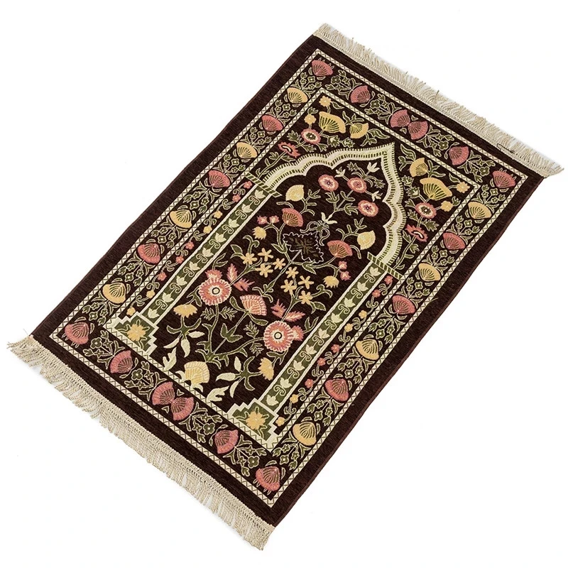 Floral Chenille Islamic Muslim Prayer Mat Salat Musallah Rug Tapis Carpet Tapete Banheiro Praying Embroidery Dropship | Дом и сад