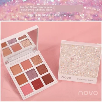

9 Color Eyeshadow Disc Ice and Snow Colorful 9 Color Eyeshadow Disc Net Red Pearlescent Matte Sequins Earth Color Glitter