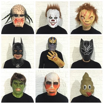 

Horror movie Halloween mask Cosplay black leopard Batman costume dance props Night's King Alien Stephen King's It Joker Masks