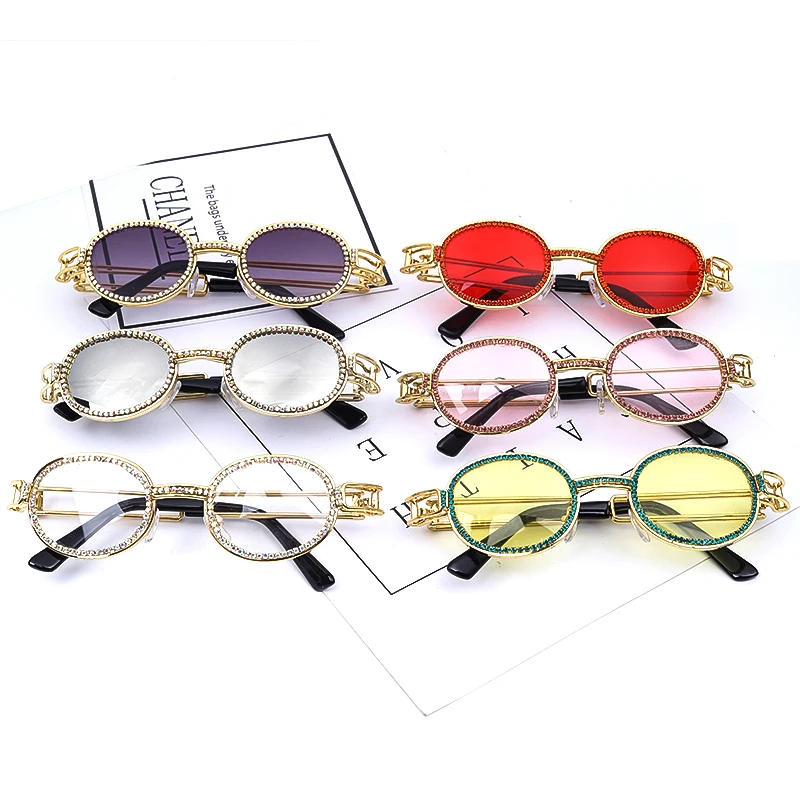 Цветные маленькие круглые стразы, солнцезащитные очки для мужчин и женщин, модные стимпанк алмазные солнцезащитные очки, Винтажные Солнцезащитные очки UV400 Oculos De Sol