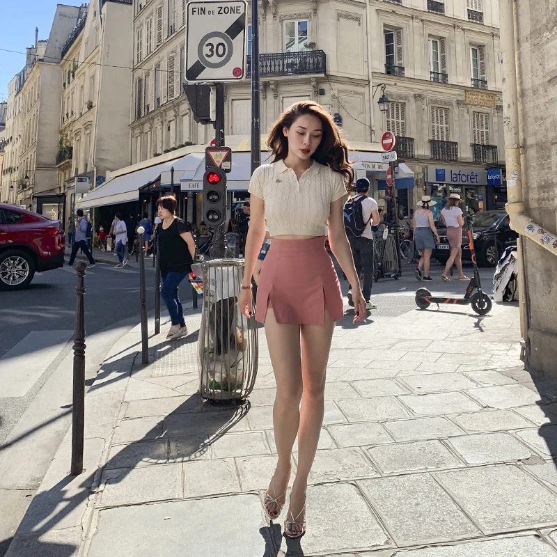 Винтажные шорты Le Palace 2019 A/W с завышенной талией однотонные хлопковые юбки