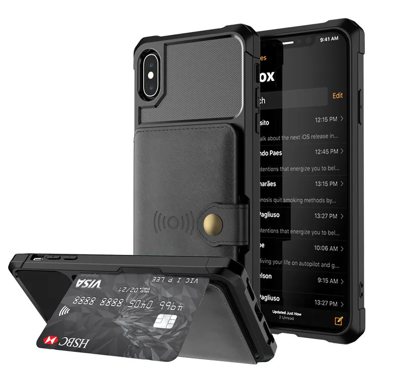 

Car Magnetic Leather Wallet Phone case For iPhone 7 8 Plus XR XS Max Multifunction Card Flip Cases For Apple iPhone X XS 6 6s