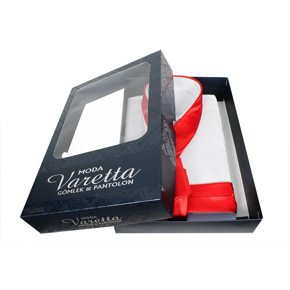 Fathers day solid color white Shirt and tie fathers gifts idea luxury gift box customized for men set Varetta | Мужская одежда
