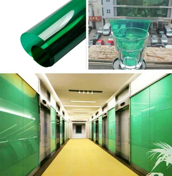 

SUNICE 1.52x30m Home Decal Window Film Green Decoration Window Tint Film Heat Control UV Proof solar office school Sticker Decor