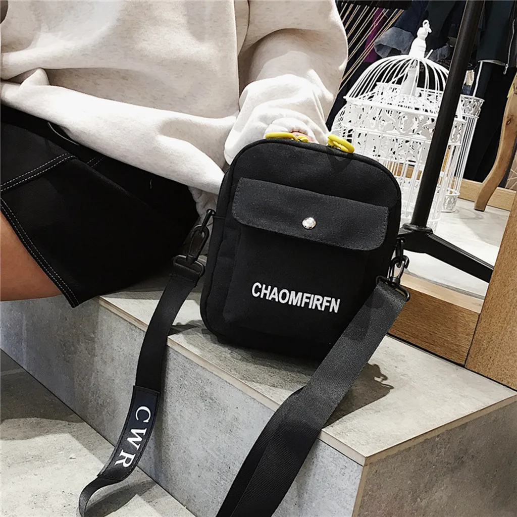 Women Shoulder Bag Fashion Pure Color Casual Tote Outdoor Bag Canvas Handbag Zipper Messenger Messenger Bags sac main femme#F