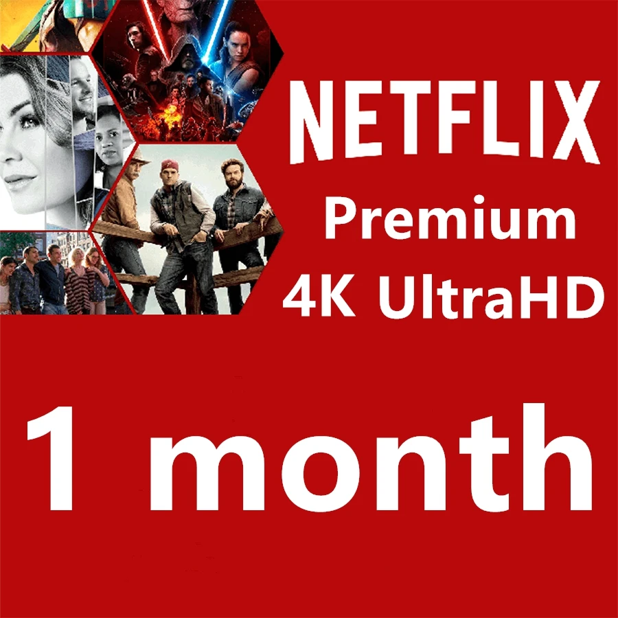 

1 Month Netflix Ultra HD For 4 Screen With 1 Month Warranty Work on PCs Smart TVs Set top Boxes Android IOS Tablets PCs